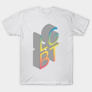 LGBT 70s Retro Style 3D Rainbow Block Design T-Shirt